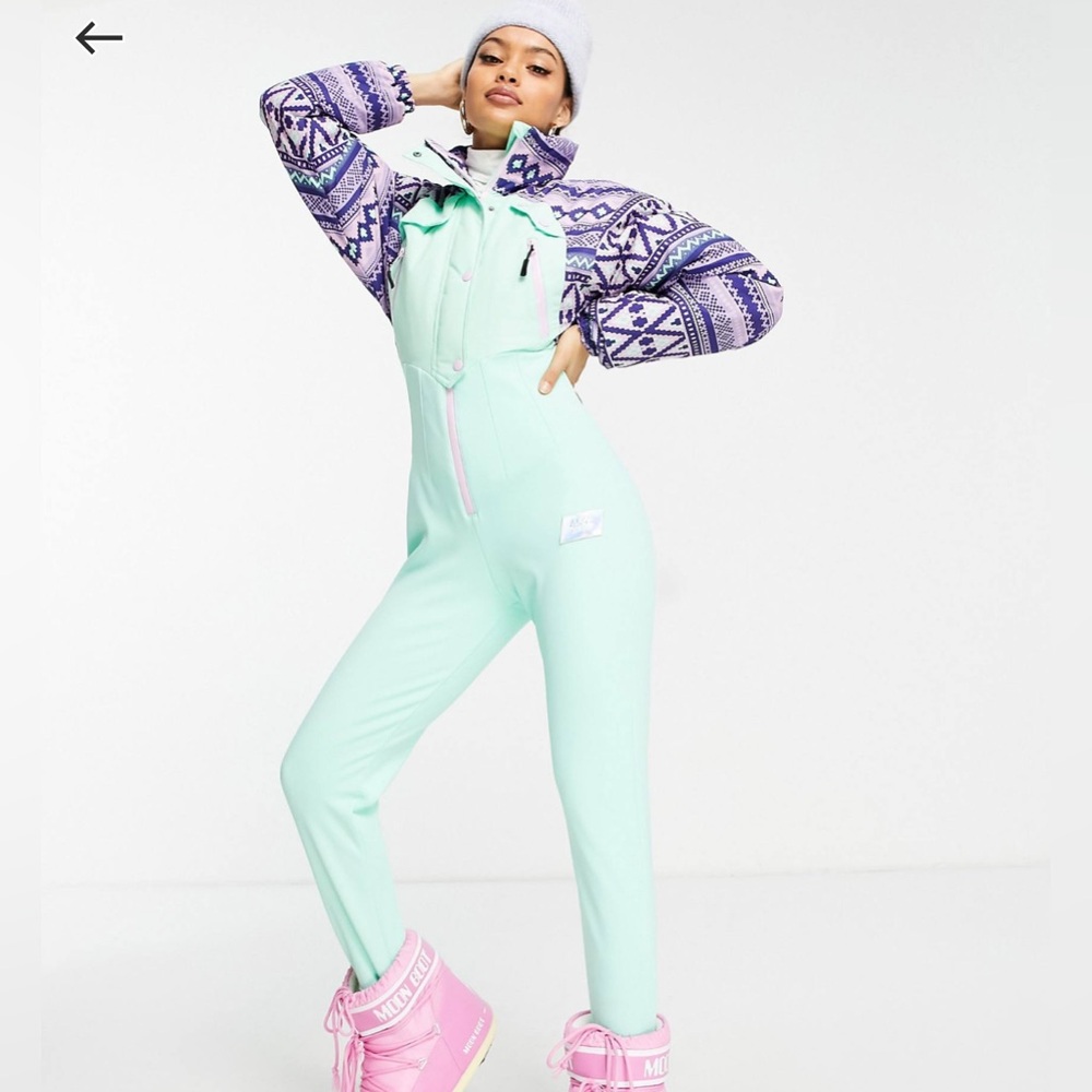 COPY - ASOS 4505 Petite ski suit with retro geo print detail